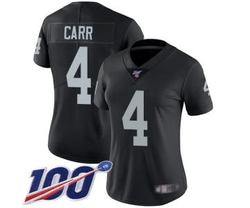 Nike Raiders #4 Derek Carr Black Team Color Women's Stitched NFL 100th Season Vapor Limited Jersey