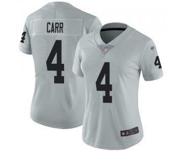 Nike Raiders #4 Derek Carr Silver Women's Stitched NFL Limited Inverted Legend Jersey