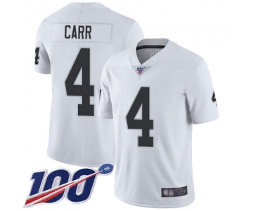 Raiders #4 Derek Carr White Men's Stitched Football 100th Season Vapor Limited Jersey