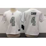 Toddler Oakland Raiders #4 Derek Carr White 2016 Color Rush Stitched NFL Nike Jersey