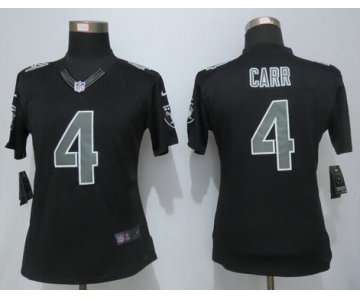 Women's Oakland Raiders #4 Derek Carr Black Impact NFL Nike Limited Jersey