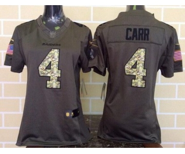 Women's Oakland Raiders #4 Derek Carr Green Salute To Service 2015 NFL Nike Limited Jersey