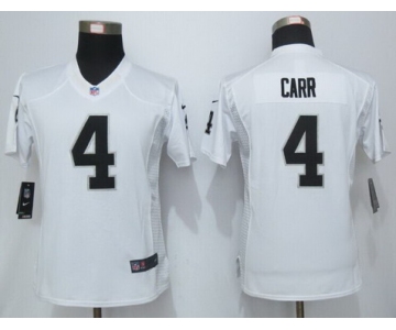 Women's Oakland Raiders #4 Derek Carr White Road NFL Nike Limited Jersey