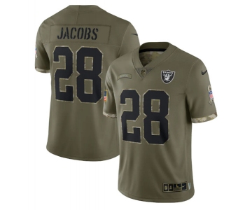 Men's Las Vegas Raiders #28 Josh Jacobs 2022 Olive Salute To Service Limited Stitched Jersey
