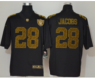 Men's Las Vegas Raiders #28 Josh Jacobs Black 2020 Nike Flocked Leopard Print Vapor Limited NFL Jersey