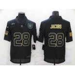 Men's Las Vegas Raiders #28 Josh Jacobs Black 2020 Salute To Service Stitched NFL Nike Limited Jersey