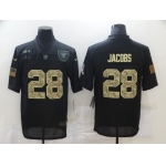 Men's Las Vegas Raiders #28 Josh Jacobs Black Camo 2020 Salute To Service Stitched NFL Nike Limited Jersey