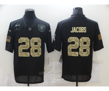 Men's Las Vegas Raiders #28 Josh Jacobs Black Camo 2020 Salute To Service Stitched NFL Nike Limited Jersey