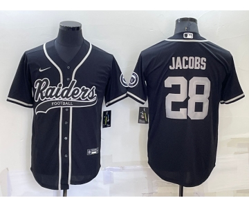 Men's Las Vegas Raiders #28 Josh Jacobs Black Stitched MLB Cool Base Nike Baseball Jersey