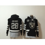 Men's Las Vegas Raiders #28 Josh Jacobs NEW Black Pocket Stitched NFL Pullover Hoodie