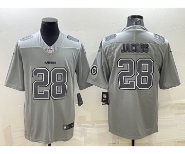 Men's Las Vegas Raiders #28 Josh Jacobs With Patch Grey Atmosphere Fashion Stitched Jersey