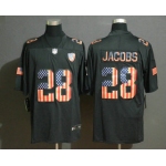 Men's Oakland Raiders #28 Josh Jacobs 2019 Black Salute To Service USA Flag Fashion Limited Jersey