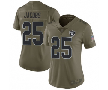 Raiders #25 Josh Jacobs Olive Women's Stitched Football Limited 2017 Salute to Service Jersey