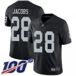 Raiders #28 Josh Jacobs Black Team Color Men's Stitched Football 100th Season Vapor Limited Jersey