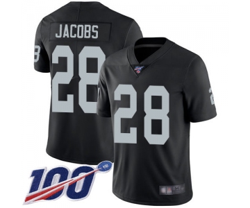 Raiders #28 Josh Jacobs Black Team Color Men's Stitched Football 100th Season Vapor Limited Jersey