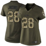 Raiders #28 Josh Jacobs Green Women's Stitched Football Limited 2015 Salute to Service Jersey