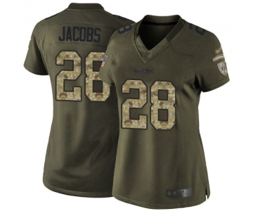 Raiders #28 Josh Jacobs Green Women's Stitched Football Limited 2015 Salute to Service Jersey
