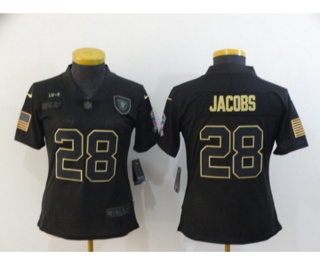 Women's Las Vegas Raiders #28 Josh Jacobs Black 2020 Salute To Service Stitched NFL Nike Limited Jersey