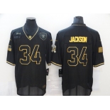 Men's Las Vegas Raiders #34 Bo Jackson Black Gold 2020 Salute To Service Stitched NFL Nike Limited Jersey