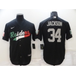 Men's Las Vegas Raiders #34 Bo Jackson Black Mexico Stitched MLB Cool Base Nike Baseball Jersey