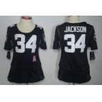 Nike Oakland Raiders #34 Bo Jackson Breast Cancer Awareness Black Womens Jersey