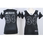 Nike Oakland Raiders #34 Bo Jackson Drilling Sequins Black Womens Jersey