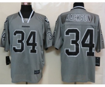 Nike Oakland Raiders #34 Bo Jackson Lights Out Gray Elite Jersey