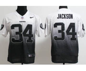 Nike Oakland Raiders #34 Bo Jackson White/Black Fadeaway Elite Jersey