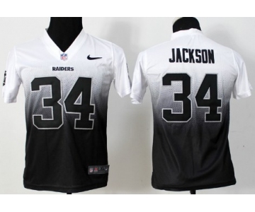 Nike Oakland Raiders #34 Bo Jackson White/Black Fadeaway Kids Jersey