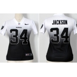 Nike Oakland Raiders #34 Bo Jackson White/Black Fadeaway Womens Jersey