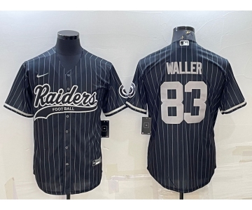 Men's Las Vegas Raiders #83 Darren Waller Black With Patch Cool Base Stitched Baseball Jersey