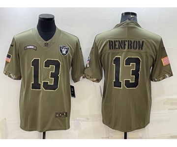 Men's Las Vegas Raiders #13 Hunter Renfrow 2022 Olive Salute To Service Limited Stitched Jersey