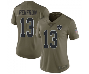 Raiders #13 Hunter Renfrow Olive Women's Stitched Football Limited 2017 Salute to Service Jersey