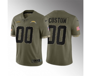 Men's Los Angeles Chargers ACTIVE PLAYER Custom 2022 Olive Salute To Service Limited Stitched Jersey