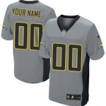 Men's Nike San Diego Chargers Customized Gray Shadow Elite Jersey