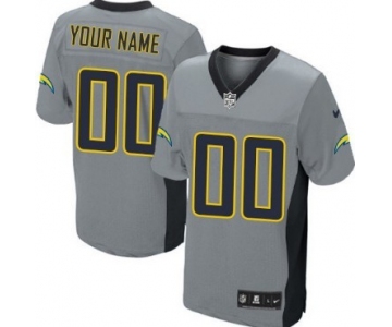 Men's Nike San Diego Chargers Customized Gray Shadow Elite Jersey