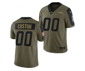 Men's Olive Los Angeles Chargers ACTIVE PLAYER Custom 2021 Salute To Service Limited Stitched Jersey