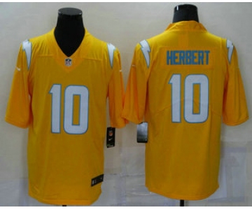 Men's Los Angeles Chargers #10 Justin Herbert Gold 2021 Inverted Legend Stitched NFL Nike Limited Jersey