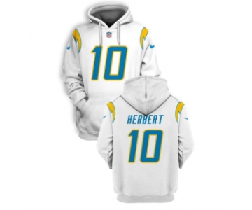 Men's Los Angeles Chargers #10 Justin Herbert White 2021 Pullover Hoodie