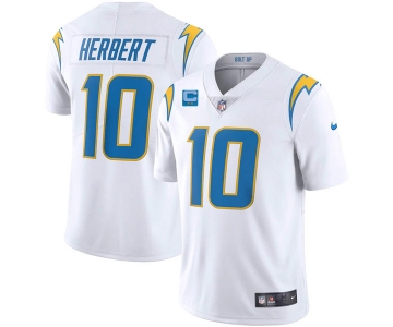 Men's Los Angeles Chargers 2022 #10 Justin Herbert White With 2-star C Patch Vapor Untouchable Limited Stitched Jersey