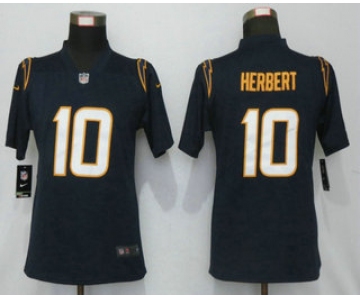 Women's Los Angeles Chargers #10 Justin Herbert Navy Blue 2020 NEW Vapor Untouchable Stitched NFL Nike Limited Jersey