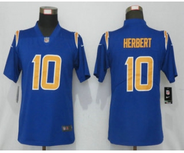 Women's Los Angeles Chargers #10 Justin Herbert Royal Blue 2020 NEW Color Rush Stitched NFL Nike Limited Jersey