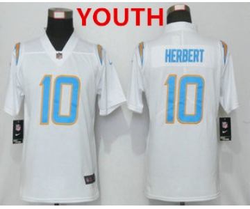 Youth Los Angeles Chargers #10 Justin Herbert White 2020 NEW Vapor Untouchable Stitched NFL Nike Limited Jersey