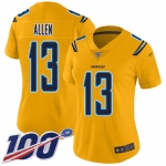 Nike Chargers #13 Keenan Allen Gold Women's Stitched NFL Limited Inverted Legend 100th Season Jersey