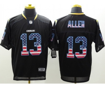 Nike San Diego Chargers #13 Keenan Allen 2014 USA Flag Fashion Black Elite Jersey