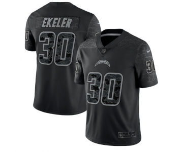 Men's Los Angeles Chargers #30 Austin Ekeler Black Reflective Limited Stitched Football Jersey