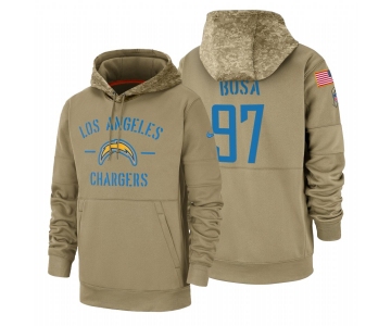 Los Angeles Chargers #97 Joey Bosa Nike Tan 2019 Salute To Service Name & Number Sideline Therma Pullover Hoodie