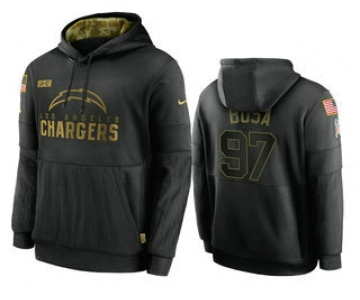 Men's Los Angeles Chargers #97 Joey Bosa Black 2020 Salute To Service Sideline Performance Pullover Hoodie