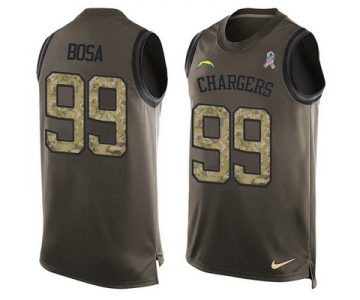 Men's San Diego Chargers #99 Joey Bosa Green Salute to Service Hot Pressing Player Name & Number Nike NFL Tank Top Jersey