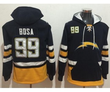 Nike Los Angeles Chargers #99 Joey Bosa Navy Blue Gold Name & Number Pullover NFL Hoodie